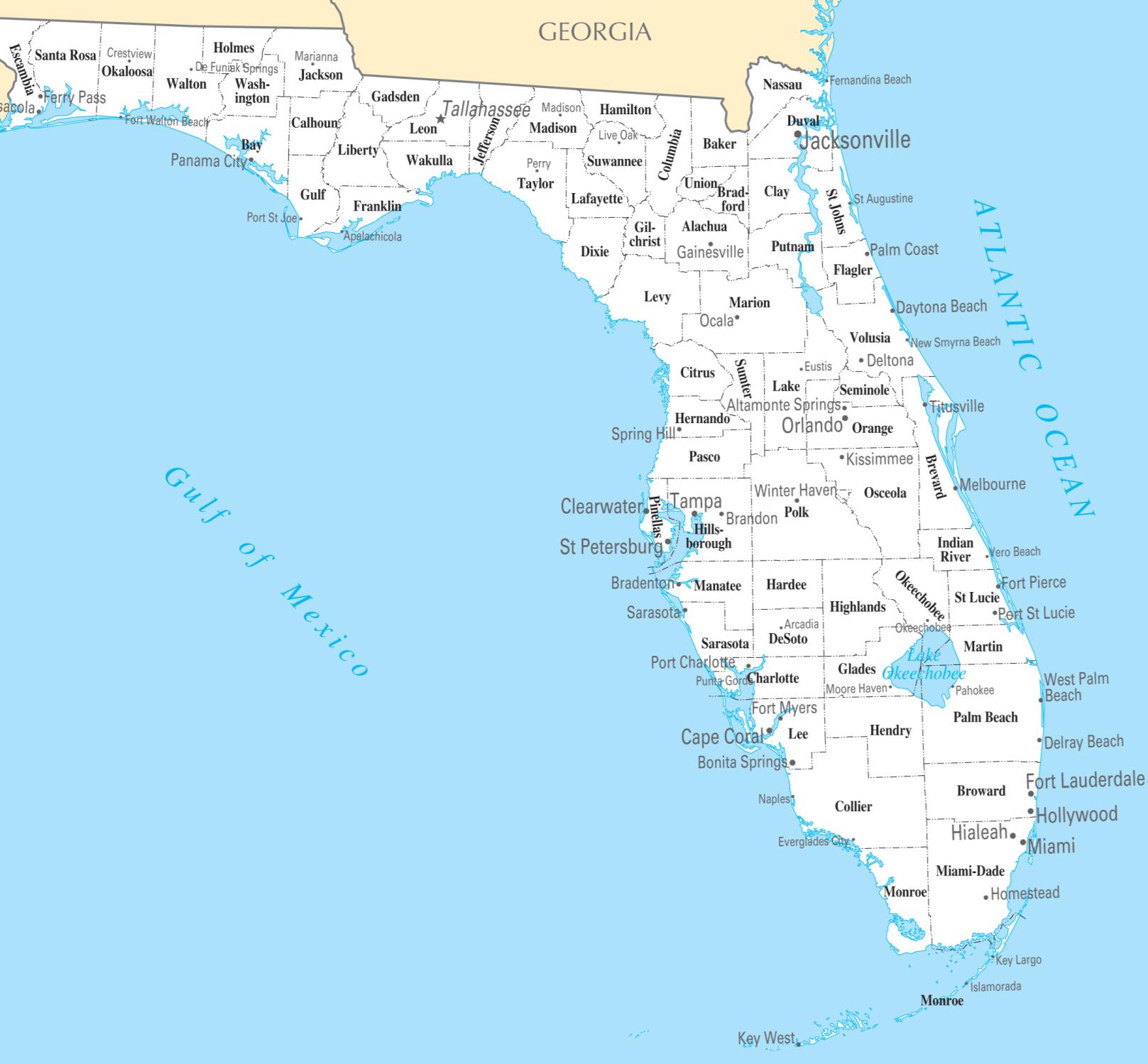 Map of Florida showing Camp La-No-Che and Orlando